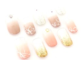 グラデーション+お花アート