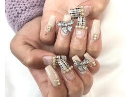 ツイード×リボンネイル