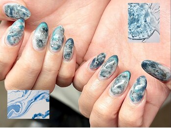 ヌル ネイル 堀江(NURU NAIL HORIE)/もやもやニュアンスブルべネイル