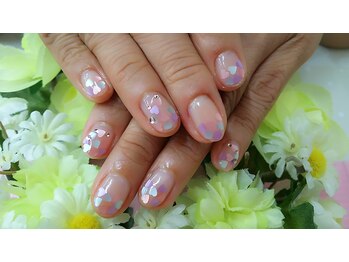 ハートホログラムフレンチネイル