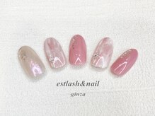 エストラッシュアンドネイル 銀座店(est lash&nail)/ピンクミラーネイル　マグネット