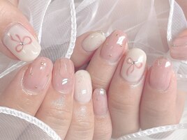 ニュアンス × リボンネイル