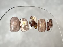 クレモアネイル 浦和店(CLEMORE NAIL)/ブラウンお花ネイル