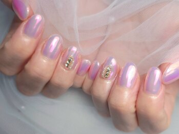 ネイルバイピヌ(nail by pinu)/オーロラワンカラー×パーツ