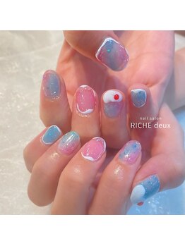 リッシュ ドゥ(RICHE deux)/しゅわっとクリームソーダネイル