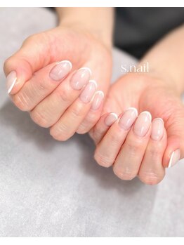 エスネイル 大崎市古川(s.nail)/極細白フレンチ◇上品美フォルム