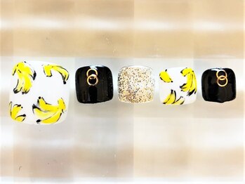 ネイルサロン あかねいろ/春夏 バナナ 手描きフット