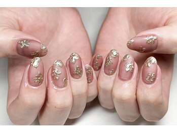 ミナミネイル(MINAMI NAIL)/ブラウンマットニュアンス花