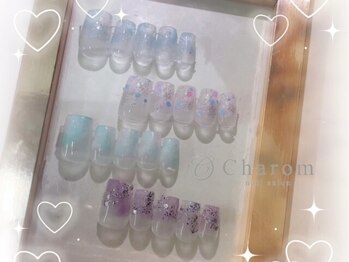 チャロム(Charom)の写真/NU茶屋町スグ♪シンプルだけど一味違うネイルを◆【OPEN企画！スタッフ一押しキラキラ塗りかけネイル】