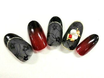 クリスタルネイル ボンベルタ橘店(CRYSTAL NAIL)/シースルー×フラワーネイル