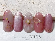 ネイルアトリエルカ(nail atelier LUCA)/W-132 リボン×ぷっくりフラワー