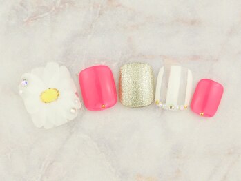 ネイルプラザ 河原町OPA店(NAIL PLAZA)/フットネイル★手描きフラワー