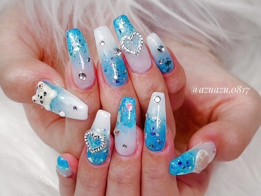 ネイルチップ 落書きネイル ハート リボン 犬 いぬ 韓国 マグネット シルバー ネイルチップ 落書きネイル ハート リボン 犬 いぬ 韓国 マグネット