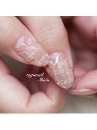 パラジェルピンクチェックネイル