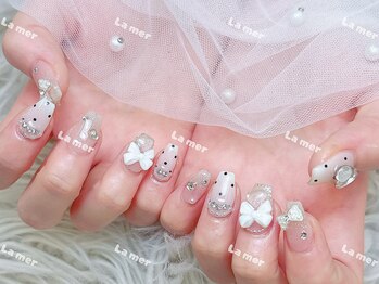 ラメール(La mer)/ドット／リボンネイル