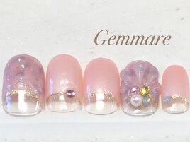 夏のぷっくりシェルネイル