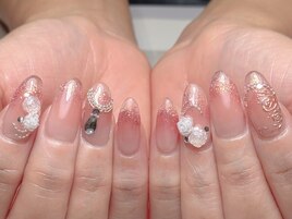 チークとローズで春ネイル