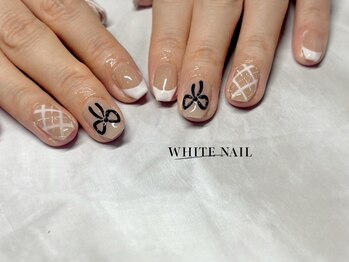 ホワイトネイル(WHITE NAIL)/リボン/チェック/持ち込み