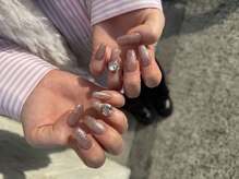 スイートネイル(SWEET NAIL)/ラメワンカラー×ビジュー