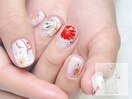 和柄ネイル お正月ネイル