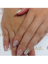 クリスタルネイル ボンベルタ橘店(CRYSTAL NAIL)/ワンカラー×ストライプ