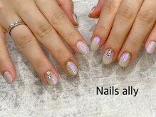 ネイルズアリー 立川店(Nails ally)/オーロラミラー×囲み×ストーン