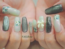ネイルローズ(NAIL Rose)/押し花ドライフラワーグリーン