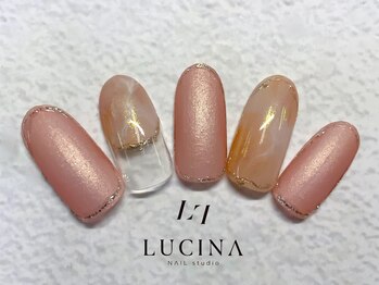 ネイルスタジオ ルキナ(LUCINA)/H-780大人オレンジ大理石ネイル