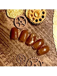 ブラウン×金箔天然石風しずく