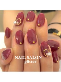 大人シンプル秋ネイル