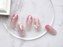 ネイル スパ ココプラス(Nail spa Cocoplus)/塗りかけネイルと蝶々￥9000