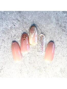 ピンクタイダイネイル