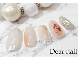 ベージュ×ニュアンス押し花