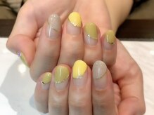 ルームヘアネイル 曙橋店(Room hair nail)/イエロー斜めフレンチ