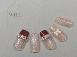 ボルドーリボンネイル