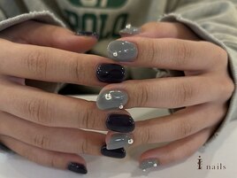 ちぐはぐシルバーつぶつぶネイル