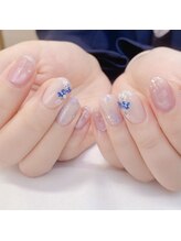 ピオニーネイル(peony nail)/たらしこみ紫陽花