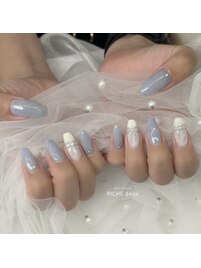 水色リボンネイル