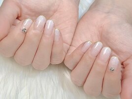 白グラデ×ラメライン×stone.