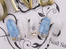 ネイルサロン ディーバ ギンザ(Nail salon Diva GINZA)/ブルー×ホワイト 8500