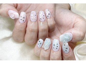 ミナミネイル(MINAMI NAIL)/ピンク×ブルーチーク