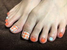 ブルーラヴァンド(Blue Lavande)/オレンジネイル