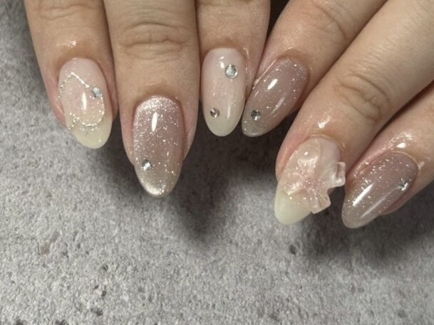 ネイルチップ　オーダー　受付！　 ラメ　ベージュ　ハート　ネイル 1ec7dbc234c0a65240d7cf2a18ca0a