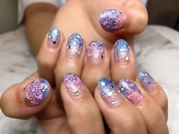 ハイビスカスネイル/夏ネイル