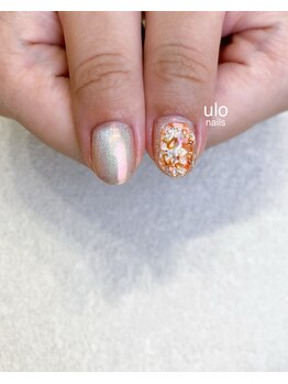 ウロネイルズ(ulo nails)/オーロラマグネット押花ネイル