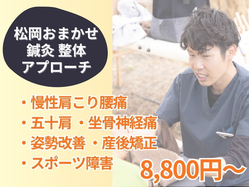 【松岡おまかせ施術】慢性肩こり/腰痛/内臓調整/体のメンテナンスに 9900円