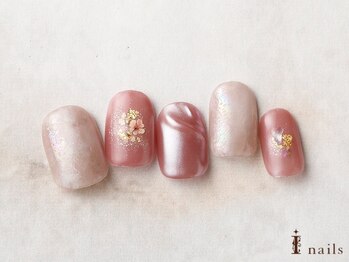 アイネイルズ 横浜EAST店(I-nails)/もやもやニュアンス押し花ミラー
