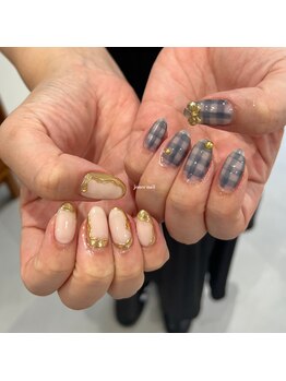 ジュアネイル(jouer nail)/チェック　ミラーネイル
