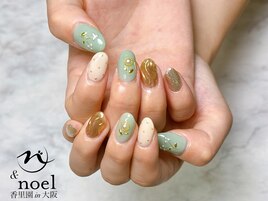 ミントグリーン×パールフラワー