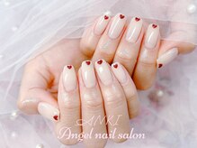 エンジェルネイルサロン(Angel nail salon)/グレーホワイトXぷっくりハート